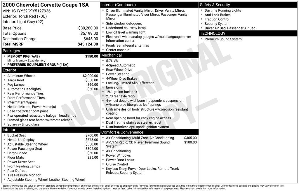 2000 Chevrolet Corvette Hardtop