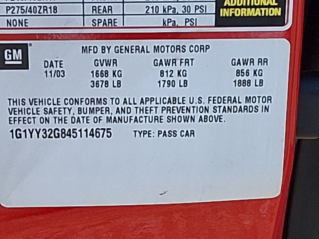 2004 Chevrolet Corvette Base